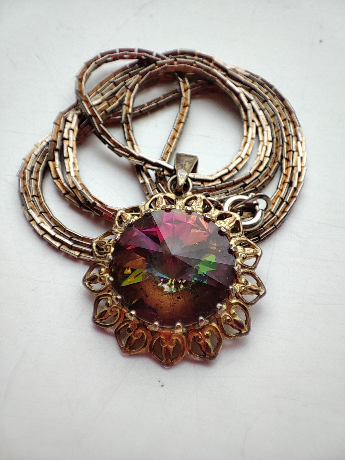 Swarovski Aurora Borealis Noorderlicht hanger en ketting, Sieraden, Tassen en Uiterlijk, Kettinghangers, Ophalen of Verzenden