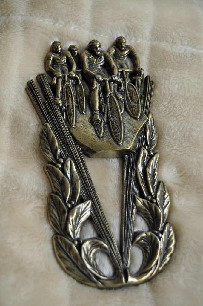 Plaquette Sculptuur Fietser Wielrenner 20 cm VASTE PRIJS, Ophalen of Verzenden, Gebruikt, Mens