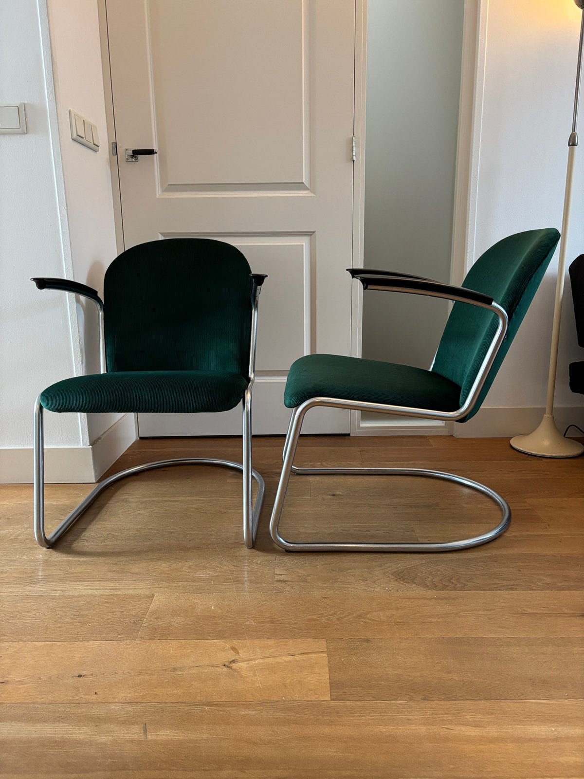 Gispen 413 fauteuils 2st, Ophalen of Verzenden, Zo goed als nieuw, Blauw, Twee