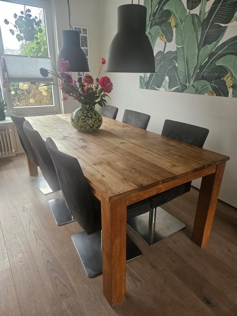 Robuuste Eetkamertafel 2.20m x 1.00m, Huis en Inrichting, Tafels | Eettafels, Ophalen