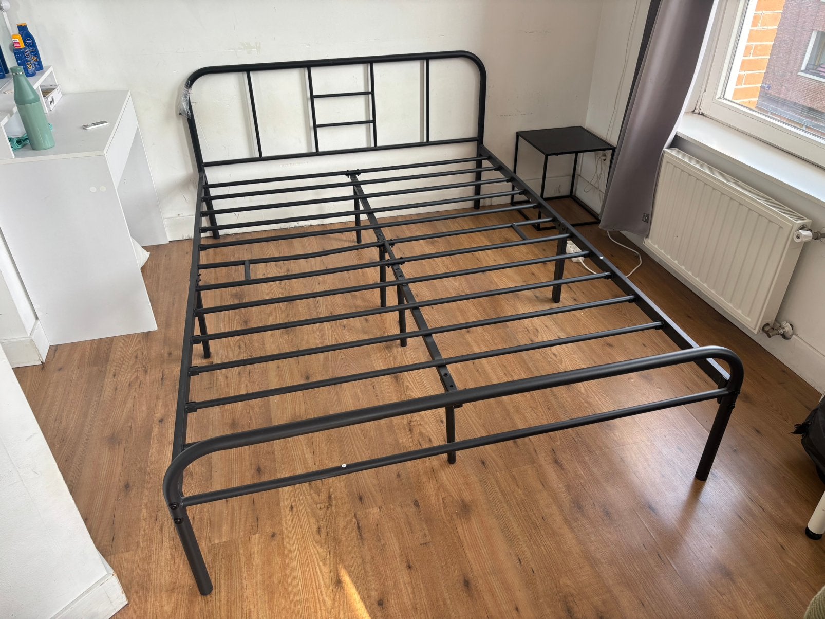 Metal Bed Frame 140cm, Ophalen, Zwart, Tweepersoons, 140 cm