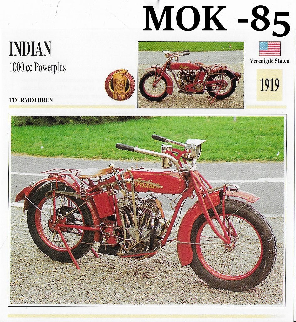 Mok85 motorkaart Indian 1000 cc powerplus, Ophalen of Verzenden, Zo goed als nieuw, Auto's