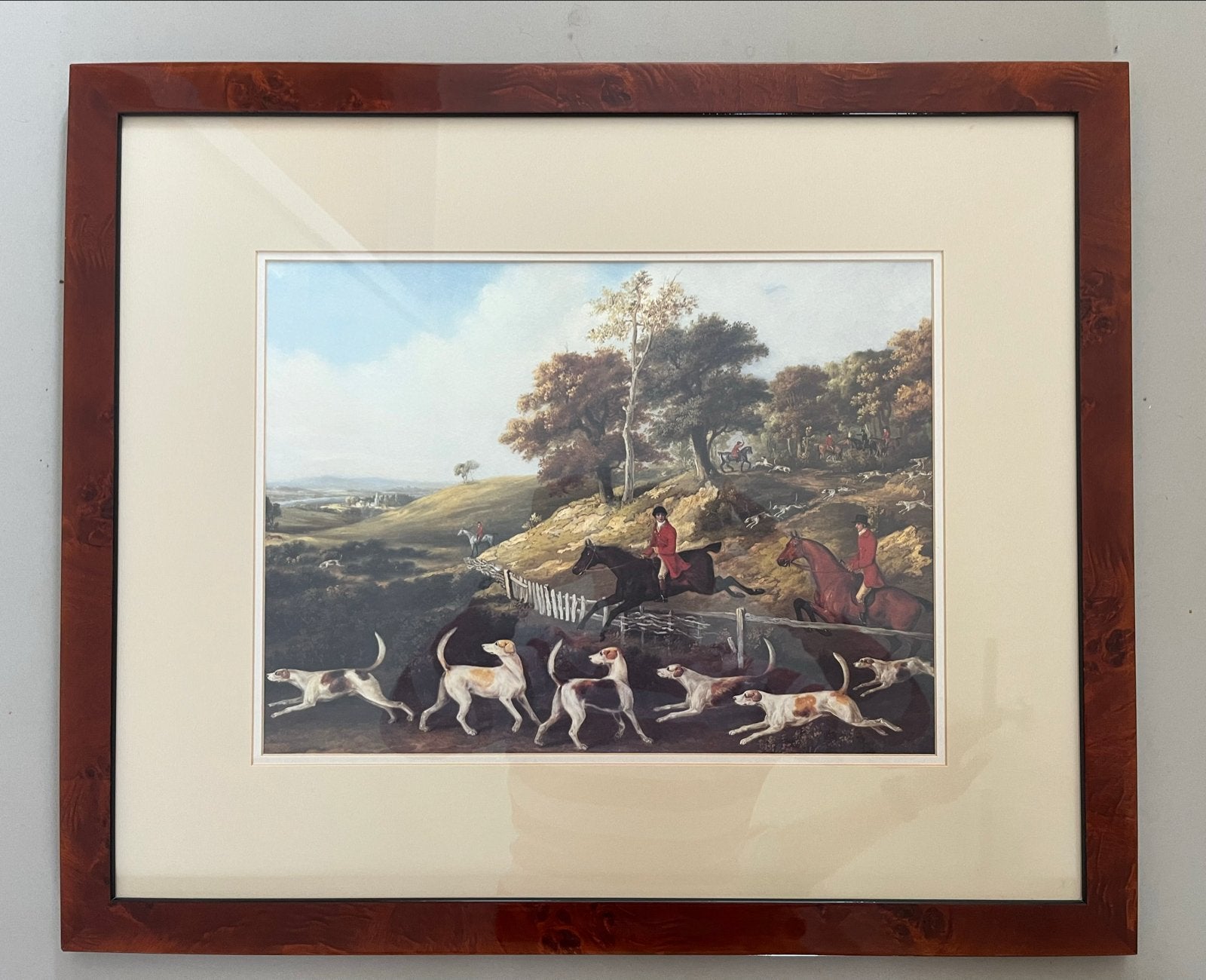 Jachttafereel met ruiters en honden, Antiek en Kunst, Kunst | Schilderijen | Klassiek, Dieren, Klassiek, Print, Papier