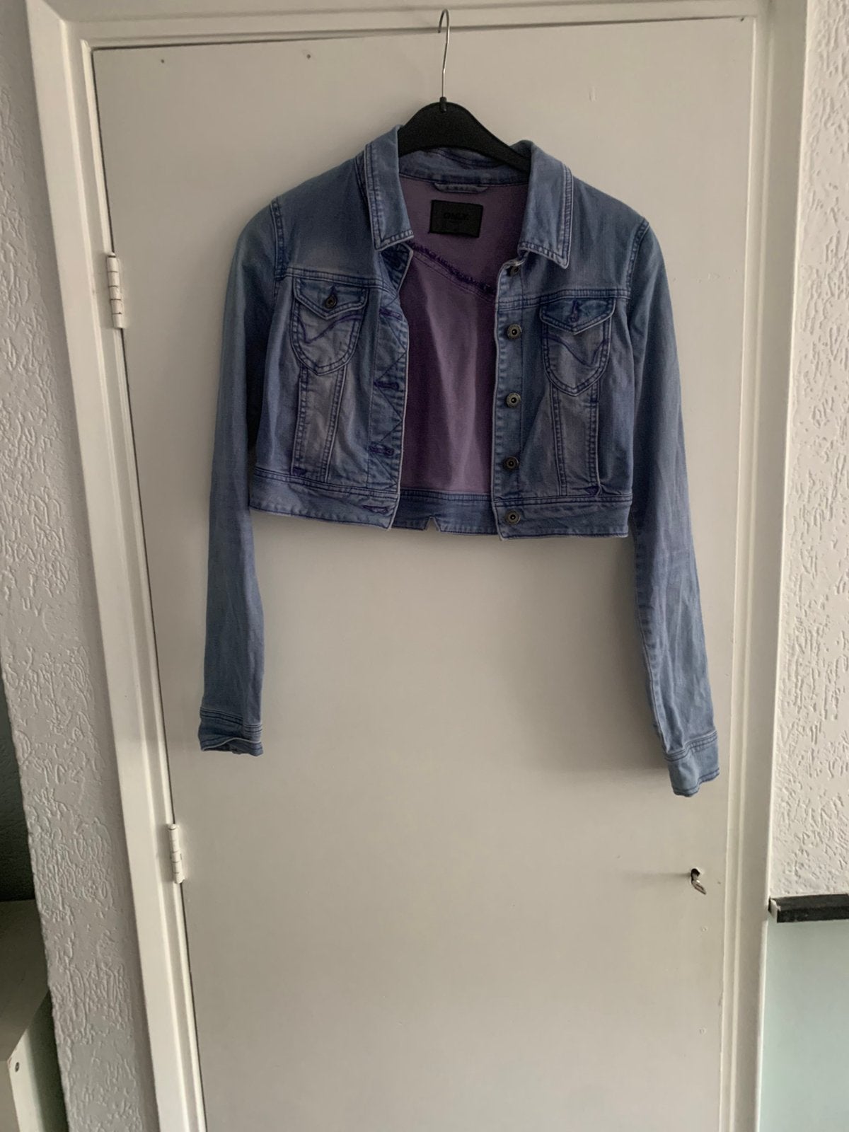 Only spijkerjasje paars maat /36 S, Kleding | Dames, Jassen | Zomer, Ophalen of Verzenden, Zo goed als nieuw, Maat 36 (S), Paars