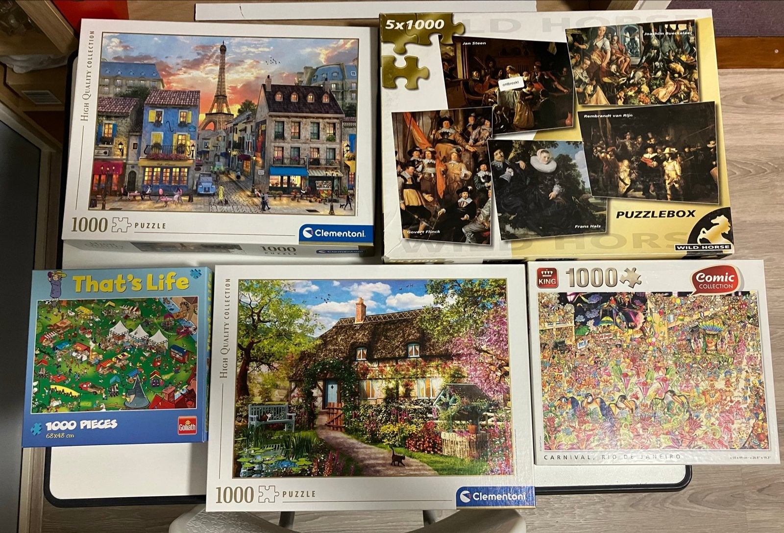9 Legpuzzels diverse merken, Hobby en Vrije tijd, Denksport en Puzzels, Ophalen of Verzenden, 500 t/m 1500 stukjes, Gebruikt, Legpuzzel