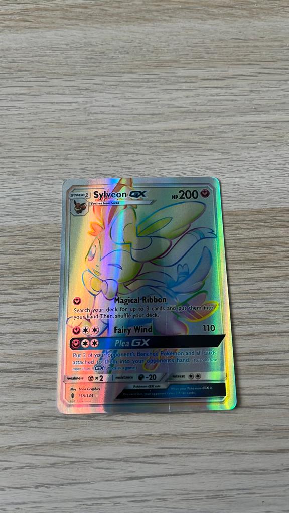 Sylveon GX Secret Rare Pokémon Kaart, Ophalen of Verzenden, Gebruikt, Losse kaart, Foil