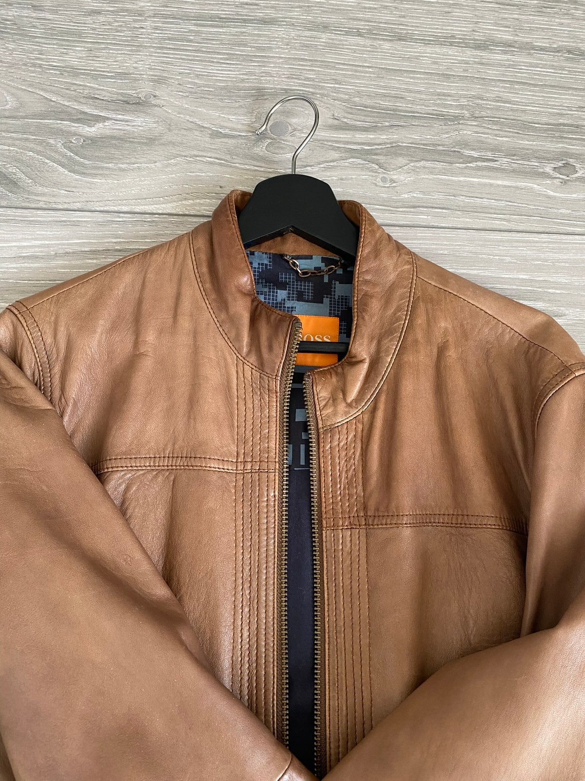 Boss Orange Lederen Jas (maat 46), Ophalen of Verzenden, Zo goed als nieuw, Maat 46 (S) of kleiner, Bruin