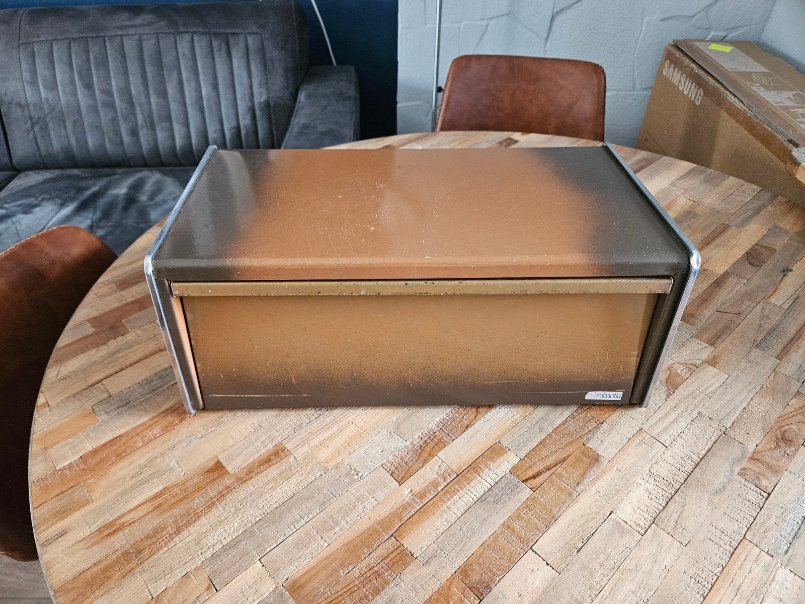 Vintage Retro Brabantia Broodtrommel / Broodbak, Gebruikt, Ophalen of Verzenden, Metaal, Broodtrommel