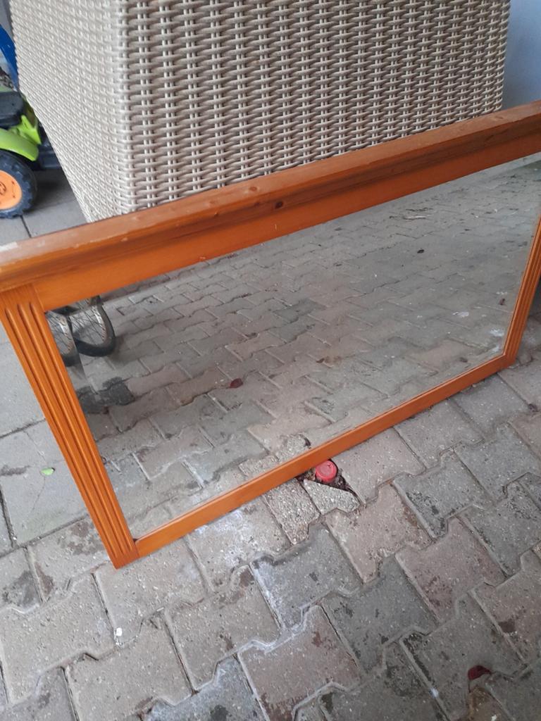 Spiegel / Facet / Houten lijst, Ophalen, Zo goed als nieuw, 100 tot 125 cm, Minder dan 100 cm