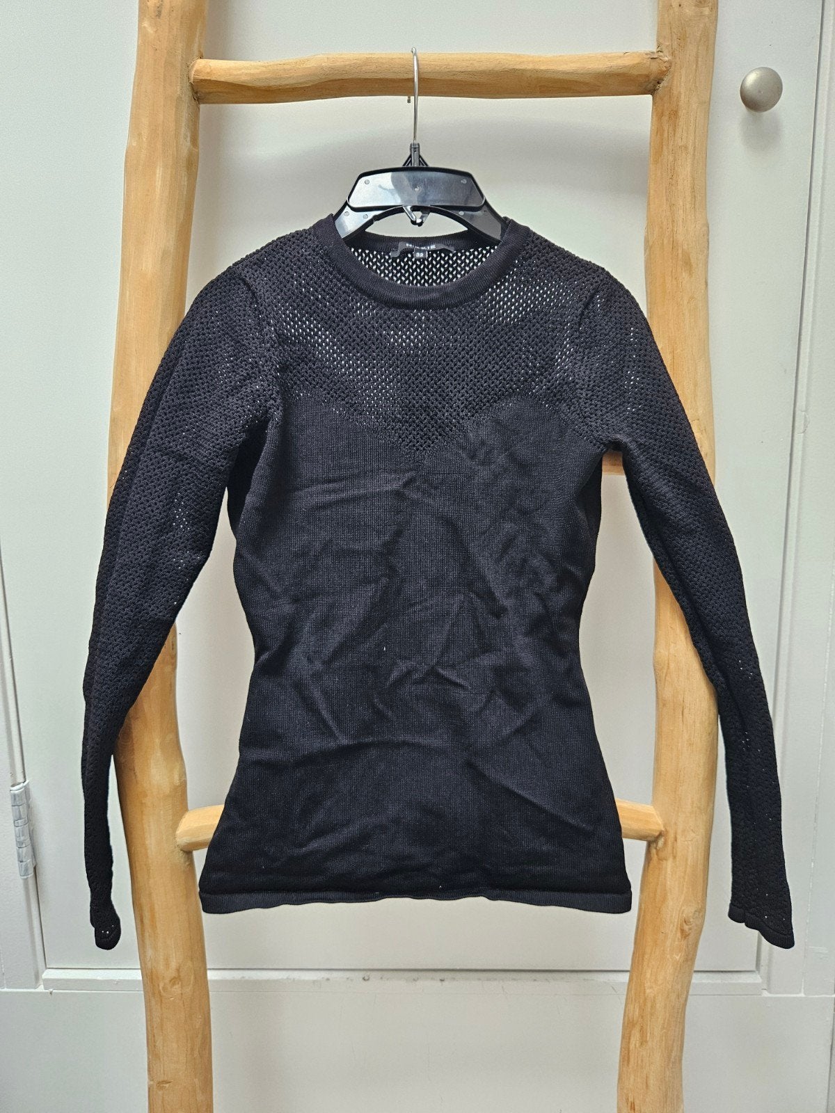 Nikkie Zwarte Longsleeve met Doorzichtig Bovenstuk, Zwart, Ophalen of Verzenden, Zo goed als nieuw, Nikkie