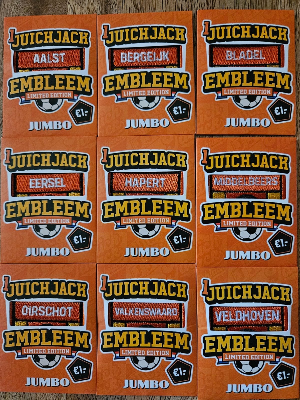 Juichjack emblemen plaatsnamen 9 verschillende, Ophalen of Verzenden