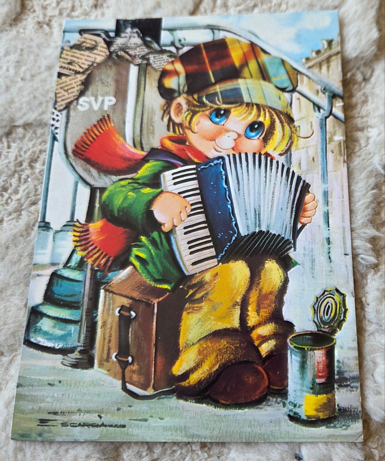 Vintage Ansichtkaart Jongen met Accordeon - Gelopen, Verzamelen, Verzenden, 1980 tot heden, Gelopen, Kinderen
