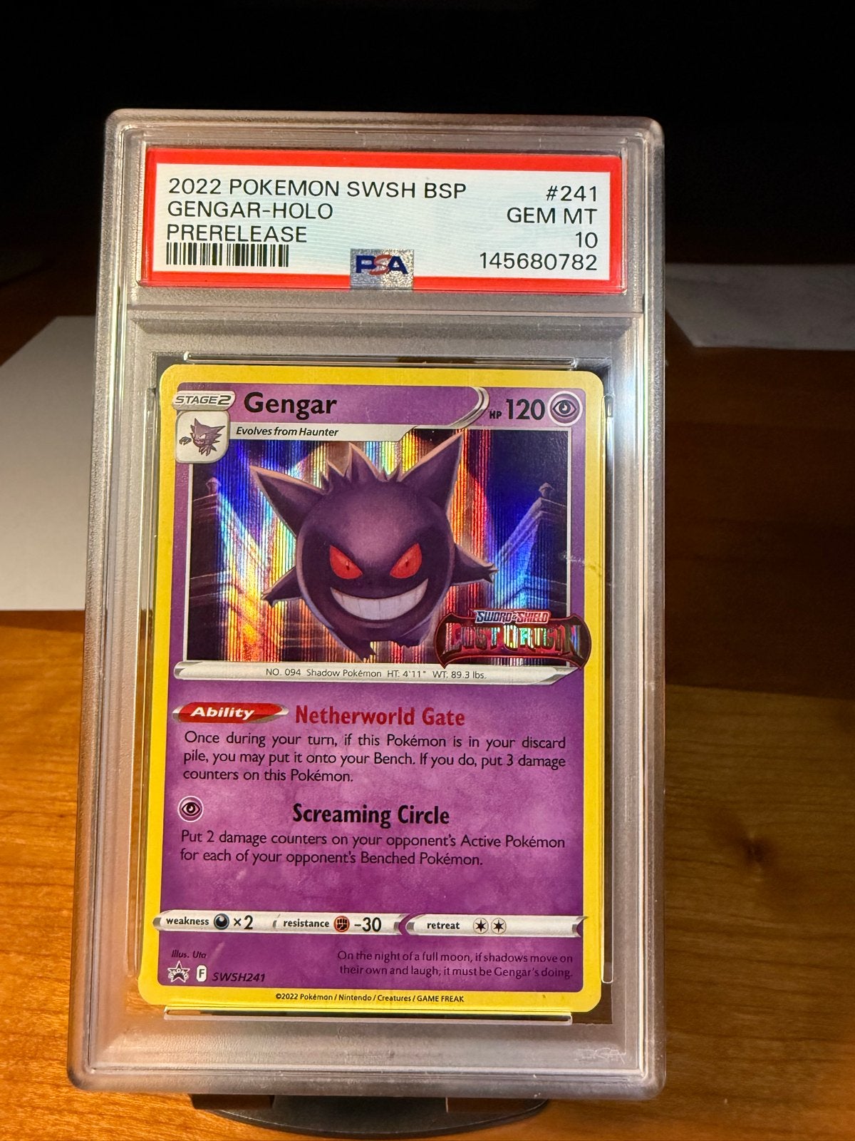 Gengar Holo PSA 10 GEM MT Pokémon Kaart SWSH BSP #241, Ophalen of Verzenden, Nieuw, Losse kaart, Foil