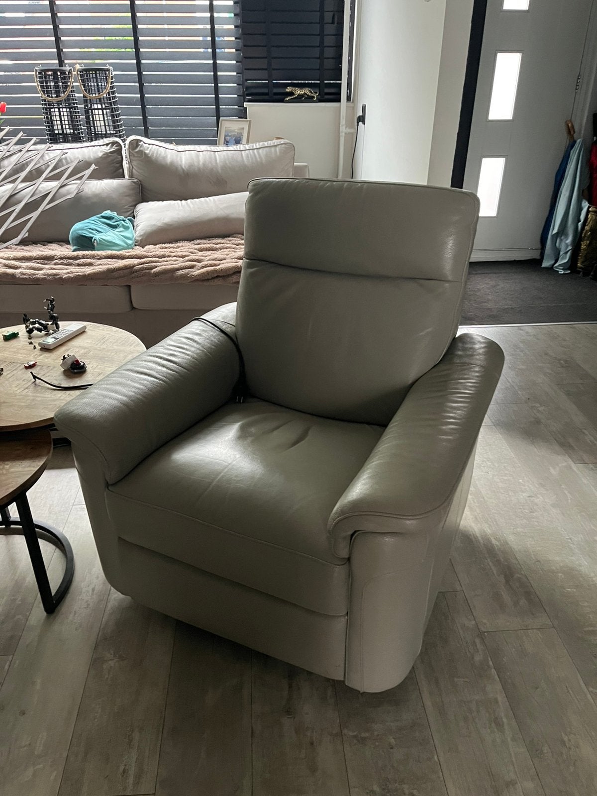 Grote leren ligstoel, Ophalen, 75 tot 100 cm