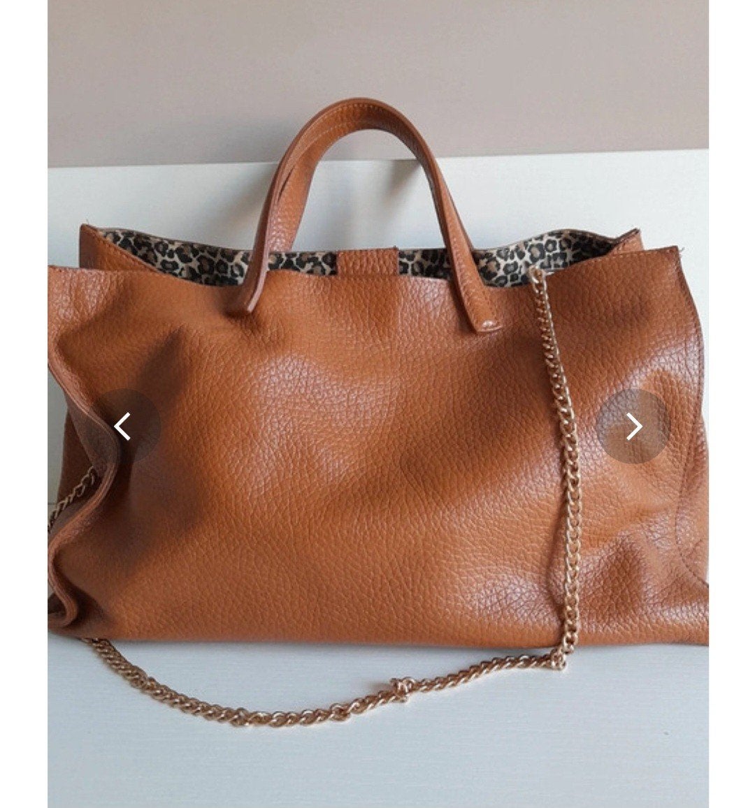 leren  shopper  ,mooi  gevoerd, Ophalen of Verzenden, Zo goed als nieuw, Bruin, Shopper