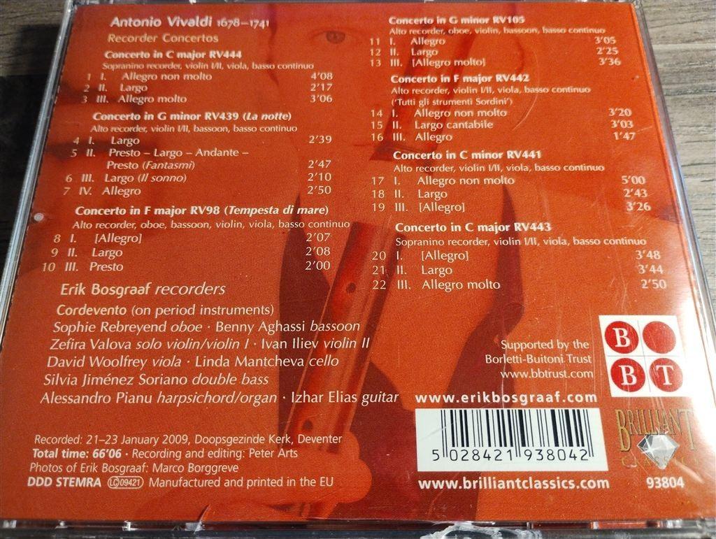 Erik Bosgraaf - Recorder Concertos [Vivaldi] GESIGNEERD, Ophalen of Verzenden, Classicisme, Zo goed als nieuw, Kamermuziek