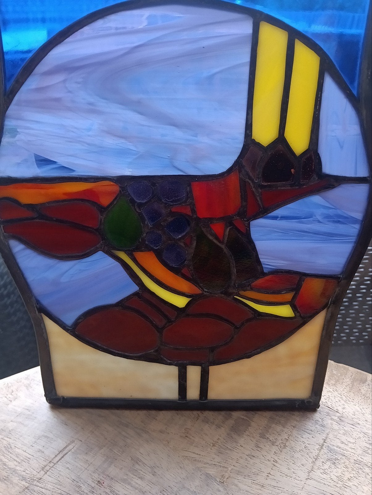 Tiffany stijl raamhanger glas in lood kolibri, Antiek en Kunst, Antiek | Glas en Kristal, Ophalen of Verzenden