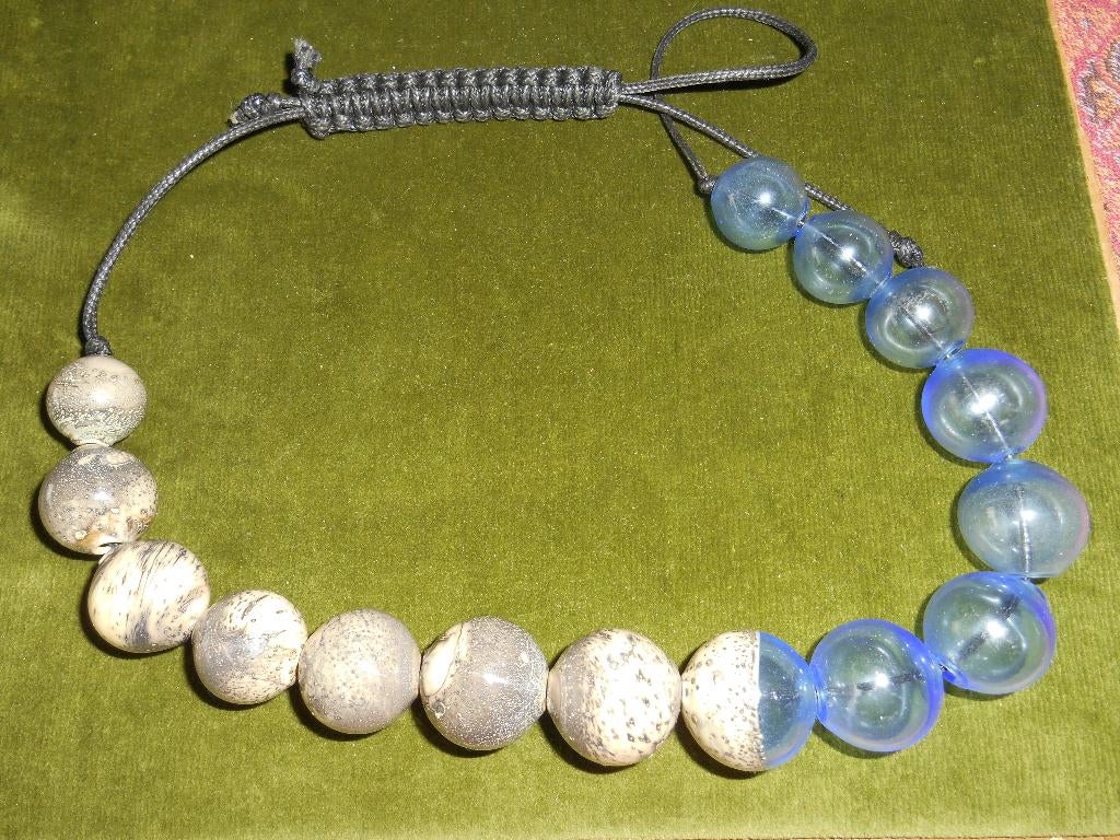 kralen ketting ivoor glas mooi Murano glas apart, Ophalen of Verzenden, Kraal