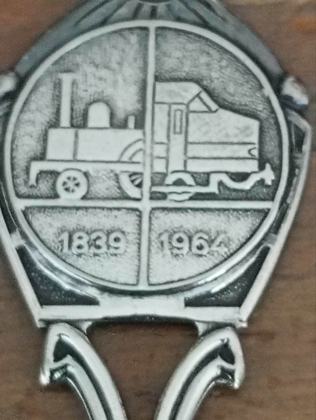 Verzilverde herdenkingslepel 1839-1964 treinen, Ophalen of Verzenden