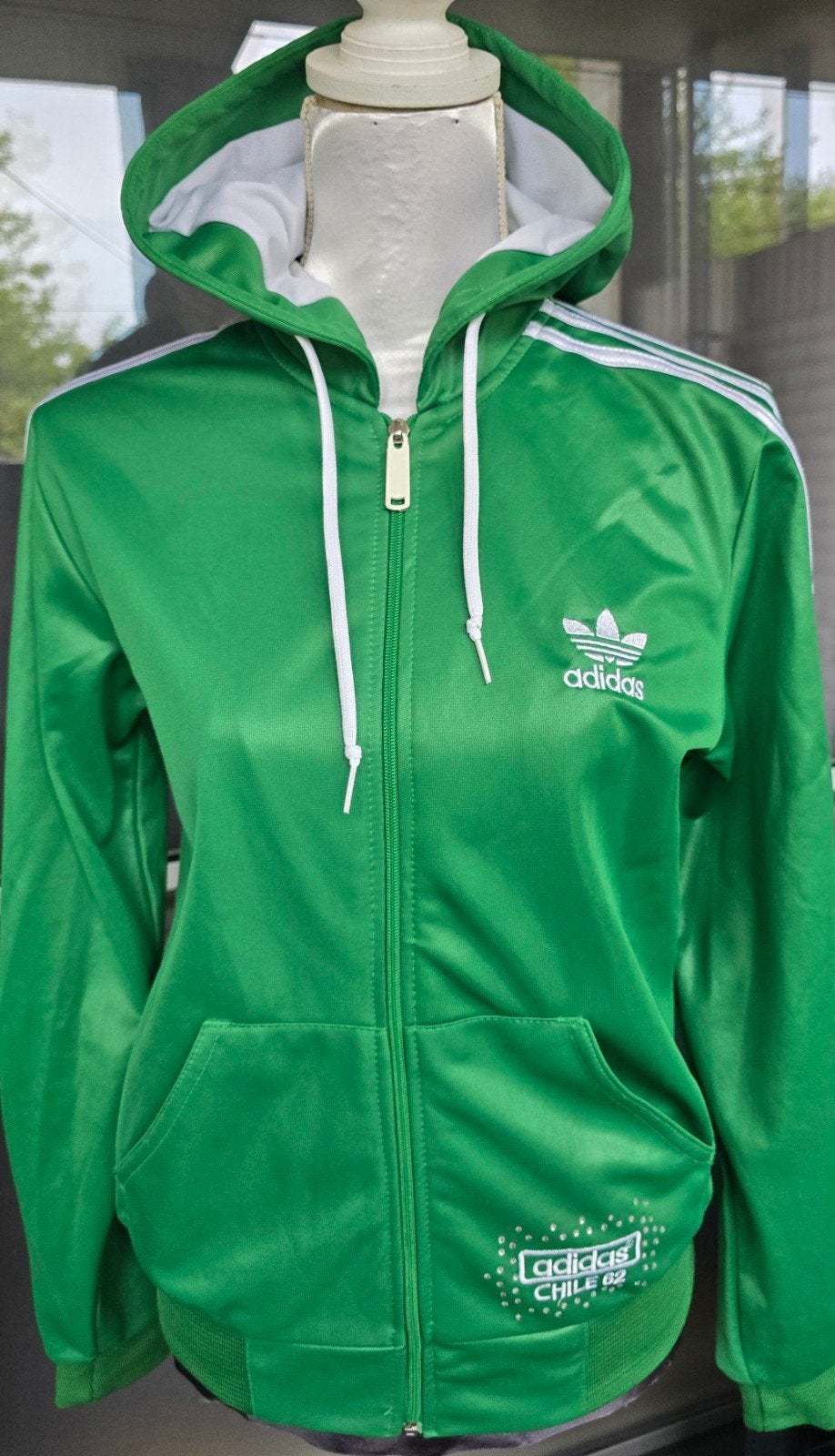 RARE  Vintage Adidas Chile 62 Wetlook Jack Strass Groen M/, Maat 38/40 (M), Verzenden, Adidas Originals, Overige typen