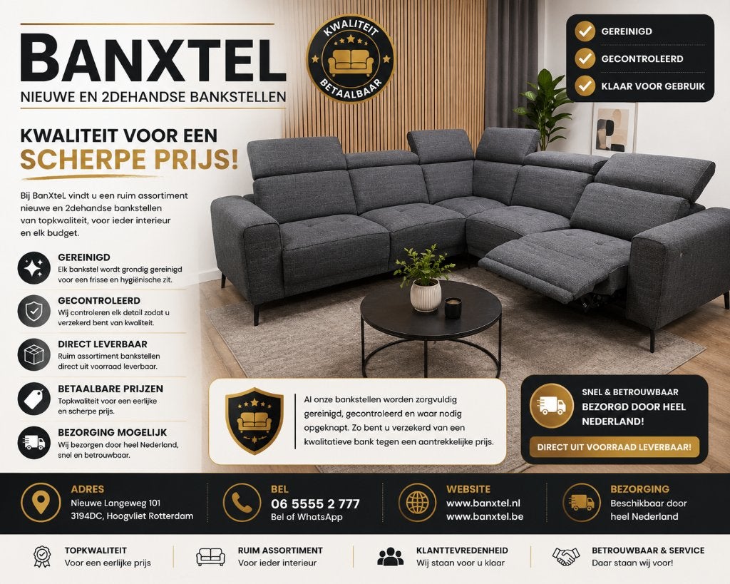 Zeer Mooie Grote Antraciet Elektrische Hoekbank, Huis en Inrichting, Banken | Complete zithoeken, Info@banxtel.nl, 3194DC, Verzenden