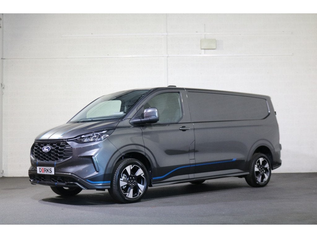 Ford E-Transit Custom L2 H1 Sport 71 kWh 218pk B&O 360 Camer, Auto's, Bestelauto's, Automaat, Gebruikt, Leder en Stof, Parkeersensor