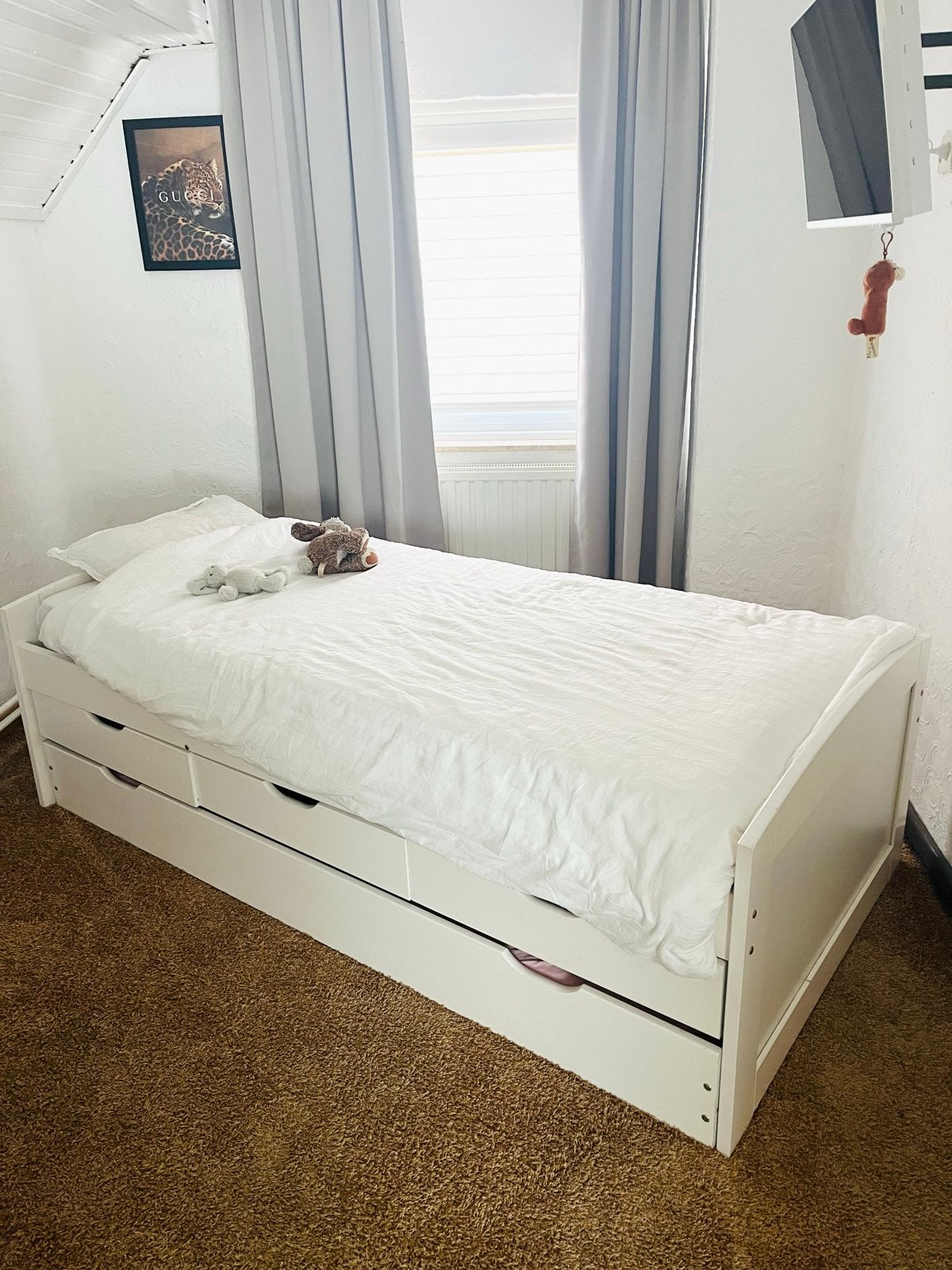 Eenpersoonsbed 5 delig., Ophalen, 90 cm, Eenpersoons, Wit