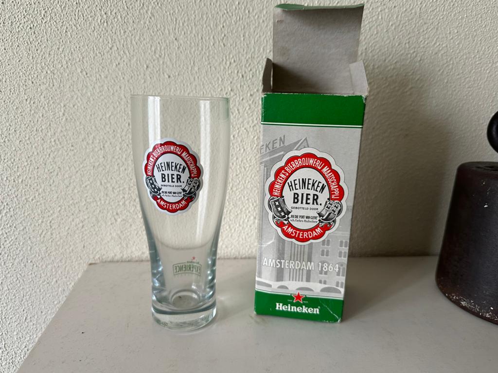 Vintage Heineken bierglas, limited edition. Amsterdam 1864, Verzamelen, Ophalen, Zo goed als nieuw, Glas of Glazen, Heineken