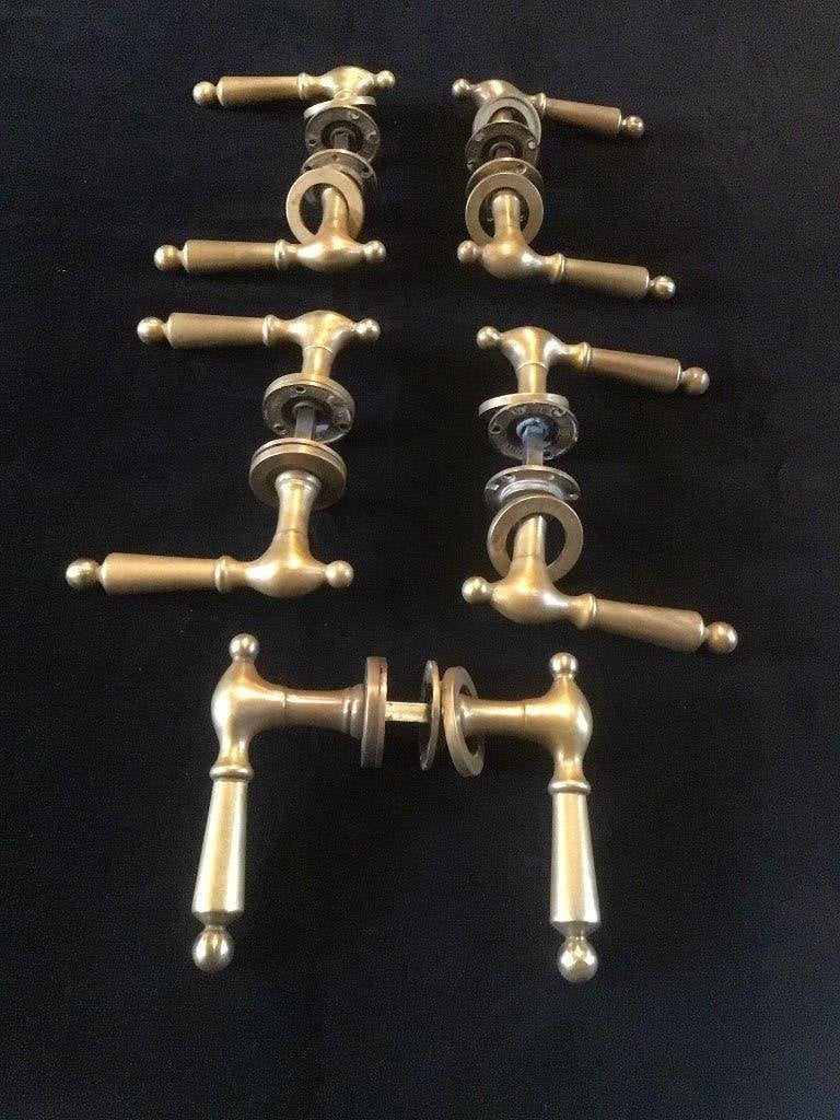 Art Deco Deurklinken compleet, Ophalen of Verzenden, Gebruikt, Koper of Messing, Klink of Kruk