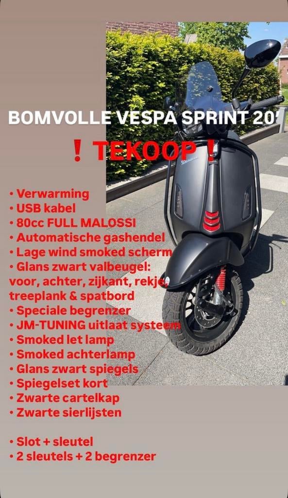 Te koop: Vespa Sprint 80cc Full Malossi, Ophalen, Zo goed als nieuw