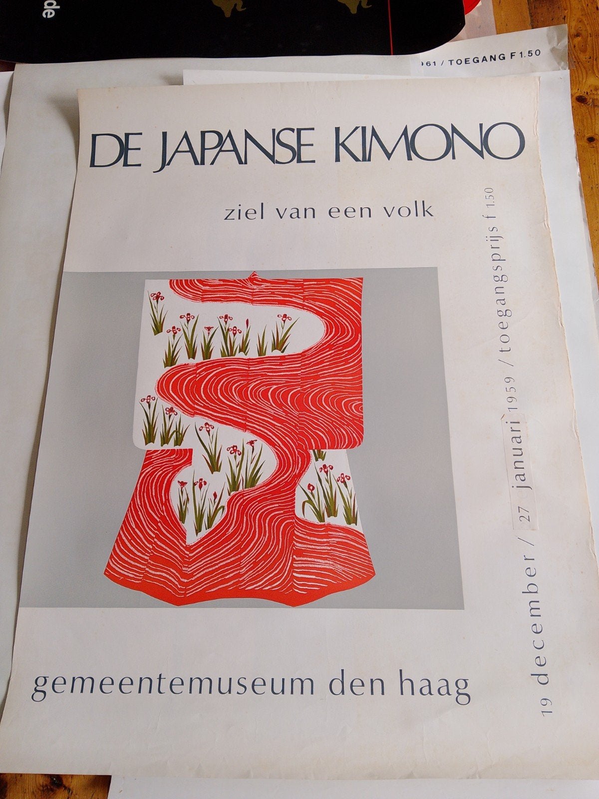Vintage Poster: De Japanse Kimono - Gemeentemuseum Den Haag, Verzamelen, Ophalen of Verzenden, A1 t/m A3, Reclame, Rechthoekig Staand