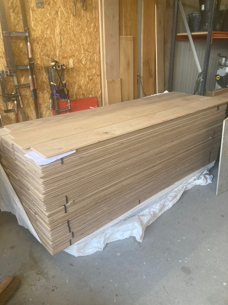 115 m2 Nwe eiken multiplanken(lang en22  br) Top kwaliteit !, Ophalen, Nieuw, Vloerdelen of -planken, 10 m² of meer