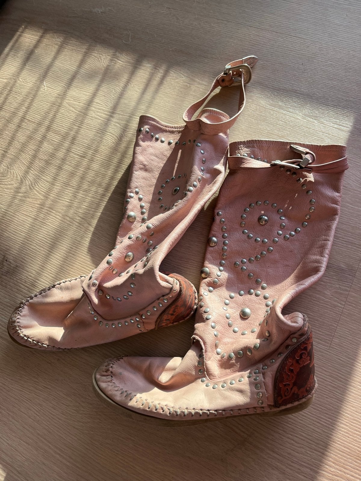Roze leren bohemian Ibiza laarzen - Maat 39, Ophalen of Verzenden, Gedragen, Roze, Lage of Enkellaarzen