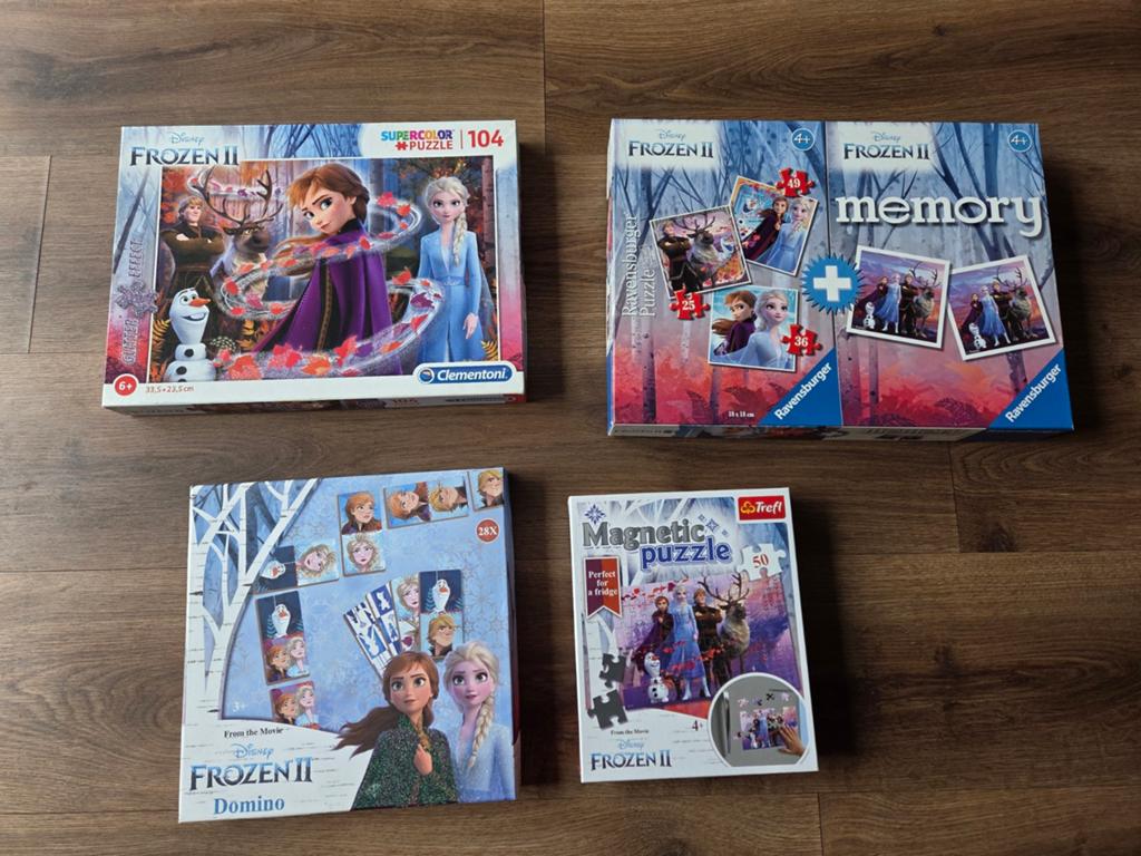 Frozen II Speelgoed Set: Puzzels, Domino & Memory, Ophalen, Meer dan 50 stukjes, Gebruikt, 4 tot 6 jaar
