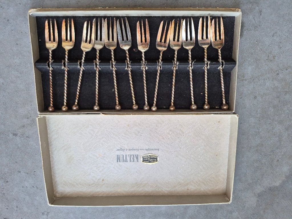 Keltum DD90 Taartvorkjes Set in Originele Doos, Antiek en Kunst, Ophalen of Verzenden
