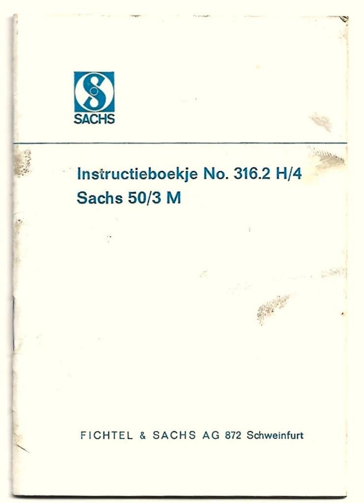 Sachs 50 /3 instructieboek 3 versnellingen (7511z) bromfiets, Ophalen of Verzenden, Zo goed als nieuw