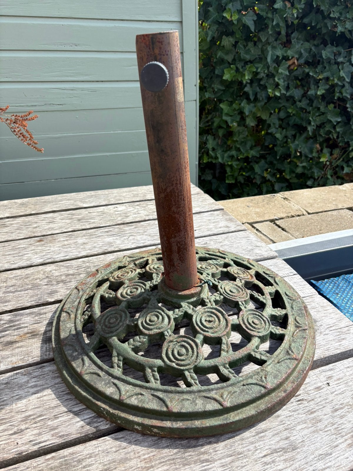 Gietijzeren parasolvoet, Tuin en Terras, Ophalen, Gebruikt, Minder dan 1 meter, Parasolvoet