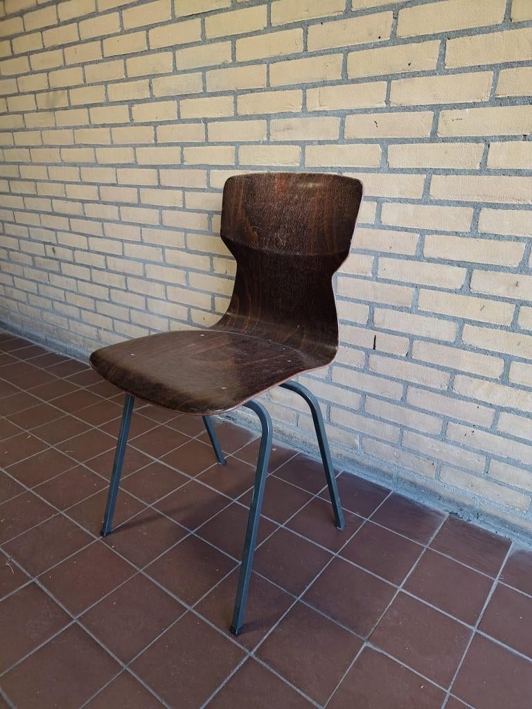 Vintage schoolstoel in stijl Galvanitas, Ophalen, Bruin, Galvanitas, Zo goed als nieuw