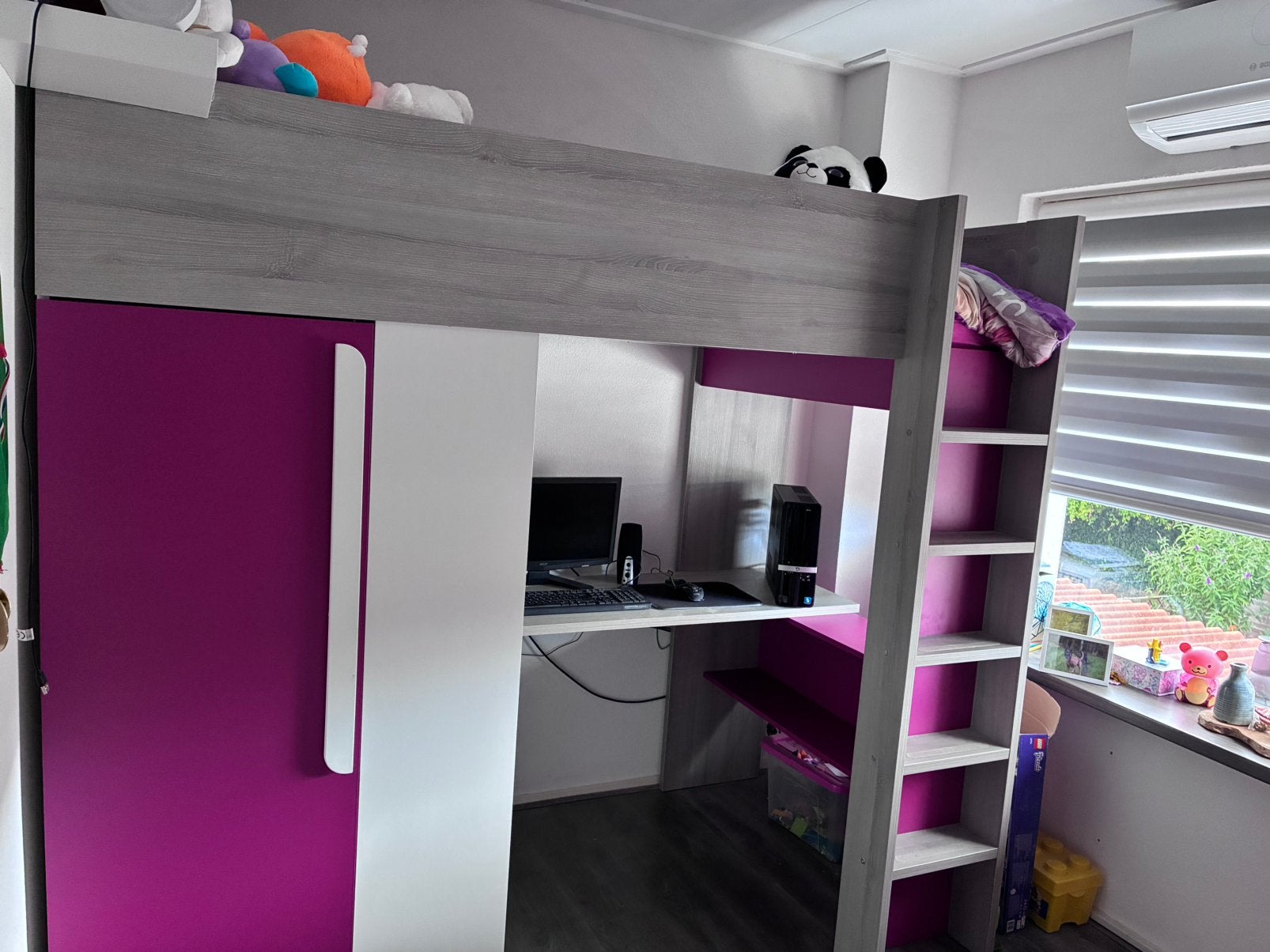 Hoogslaper met bureau en kast gedeelte, Huis en Inrichting, Ophalen, Eenpersoons, Zo goed als nieuw, 200 cm