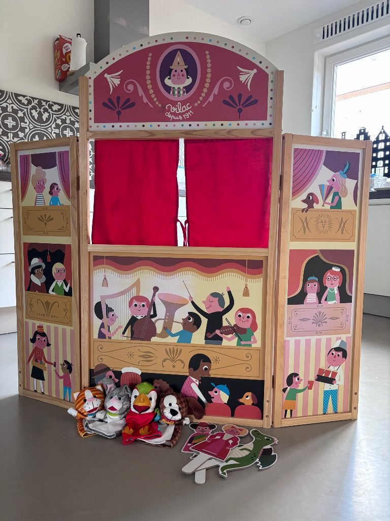 Vilac poppentheater poppenkast, Ophalen, Gebruikt