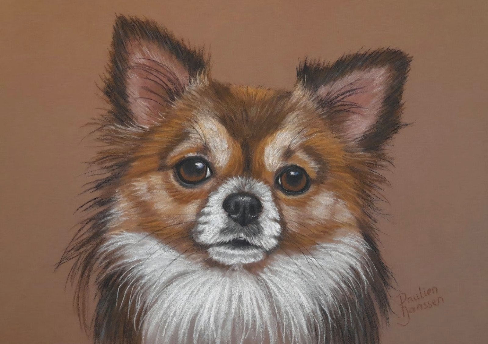 Schilderij chihuahua - GRATIS VERZENDING origineel cadeau, Realistisch, Gesigneerd, Dieren, Ophalen of Verzenden
