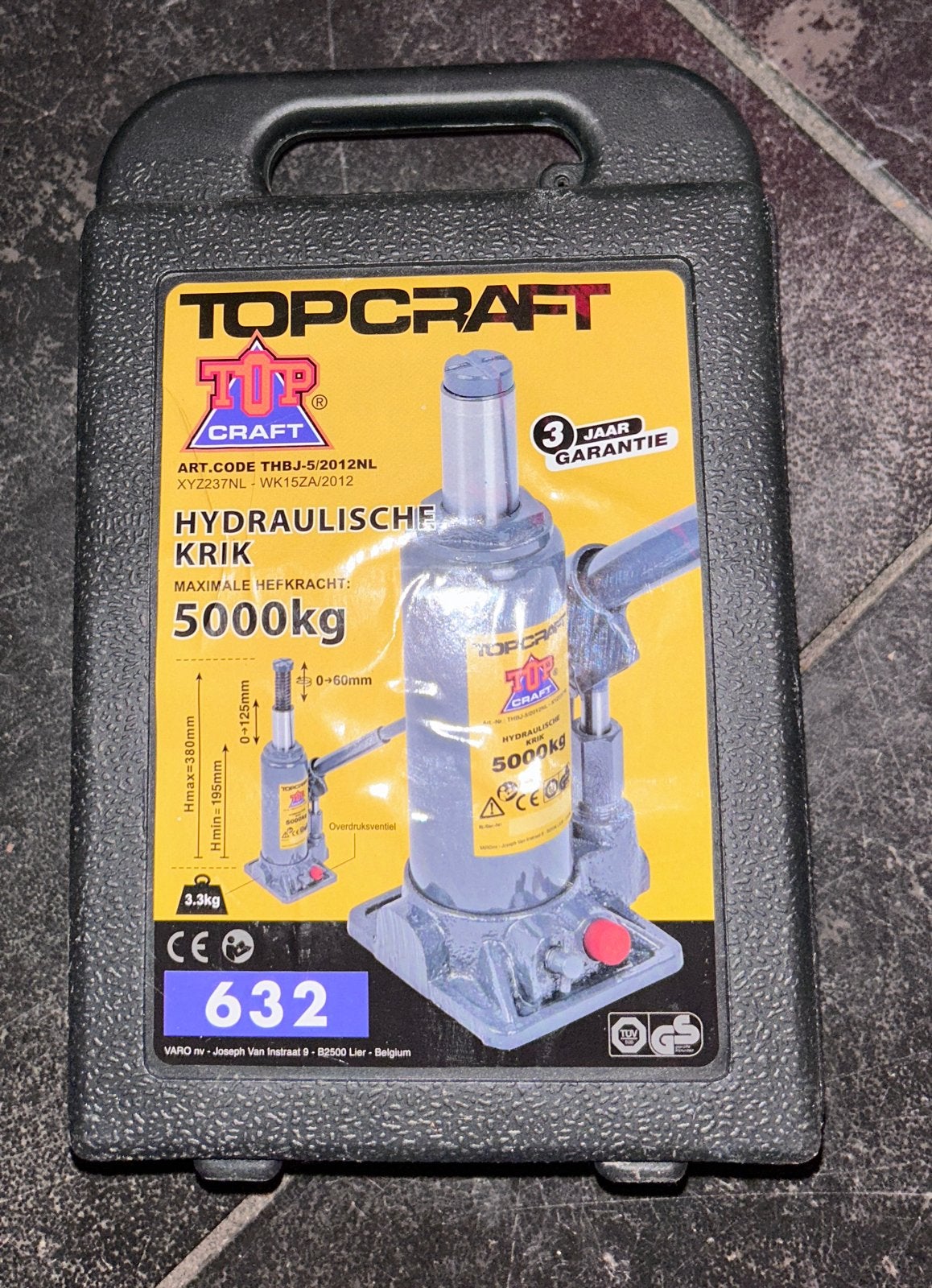 Topcraft Hydraulische Krik 5000kg - Nieuw in Koffer, Ophalen of Verzenden, Nieuw, Hydraulisch, Potkrik