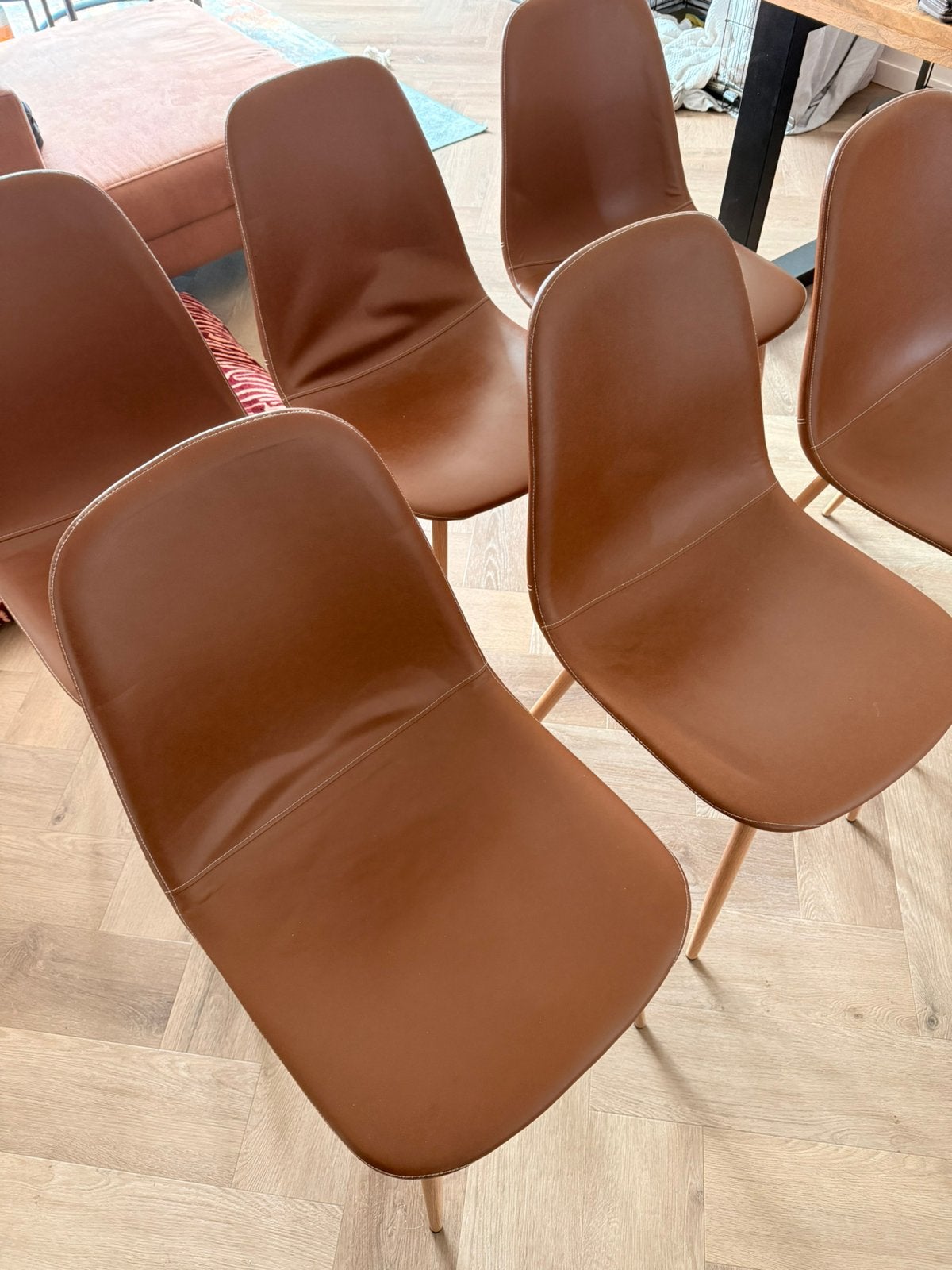 Eetkamer stoelen bruin, Huis en Inrichting, Ophalen, Zo goed als nieuw, Bruin, Vijf, Zes of meer stoelen