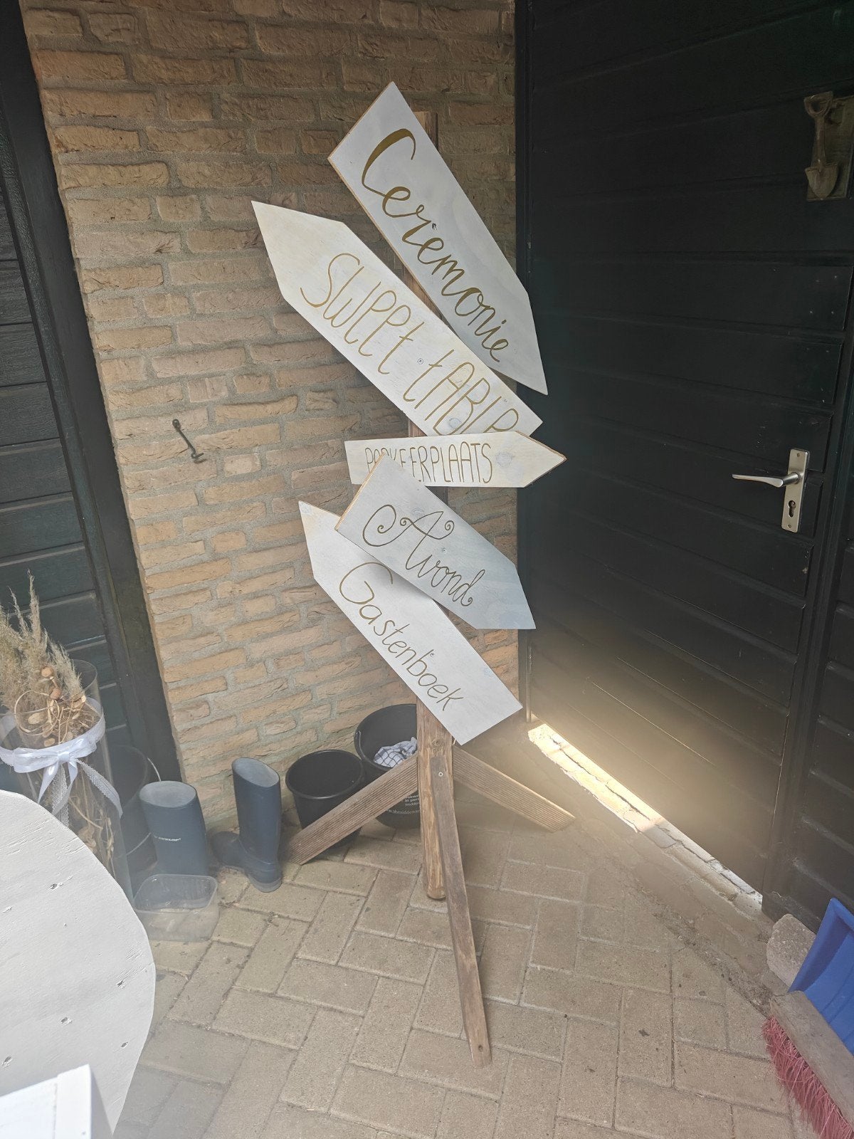 Wegwijzer voor bruiloft of feest - Handgemaakt, Ophalen of Verzenden, Gebruikt, Versiering, Geboorte of Huwelijk
