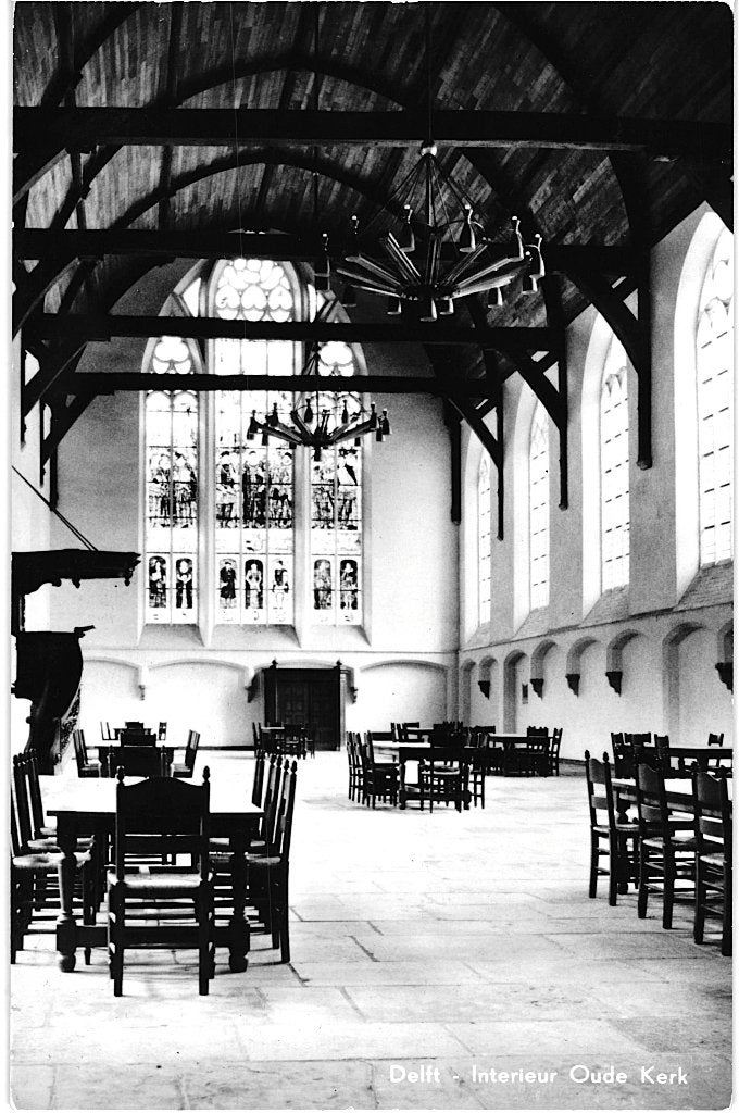 806366 Delft Oude Kerk 1964 Nette oude kaart onbeschreven, Ophalen of Verzenden, 1960 tot 1980, Ongelopen, Zuid-Holland