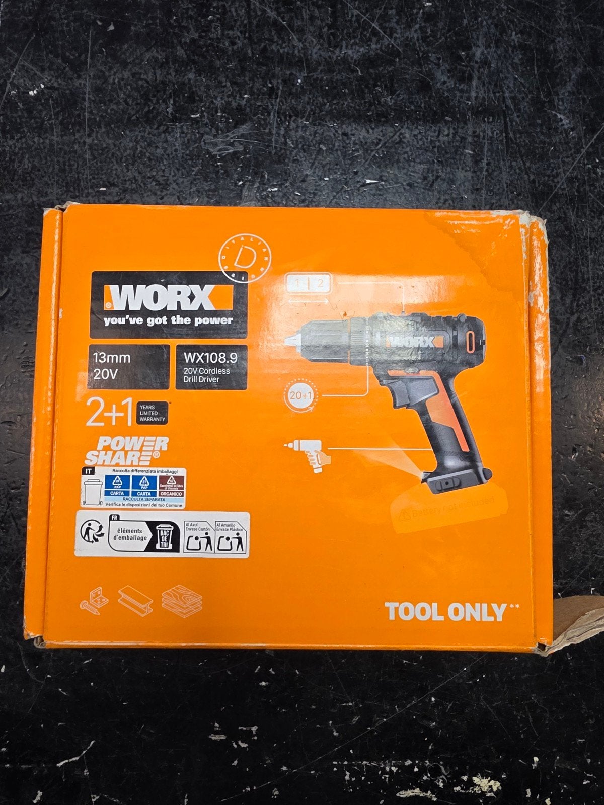 Worx WX108.9 Accuboormachine 20V - Nieuw in doos, Ophalen of Verzenden, X, X, X
