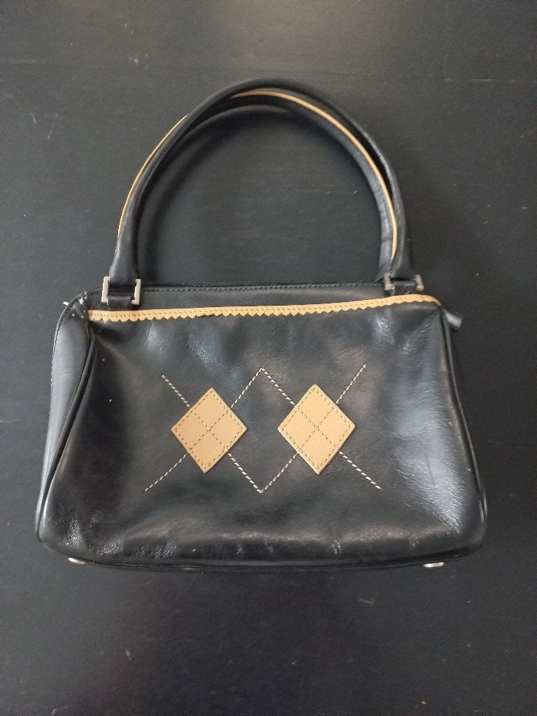 zwarte claudio ferrici tas met beige details, Ophalen of Verzenden, Zo goed als nieuw, Zwart, Handtas