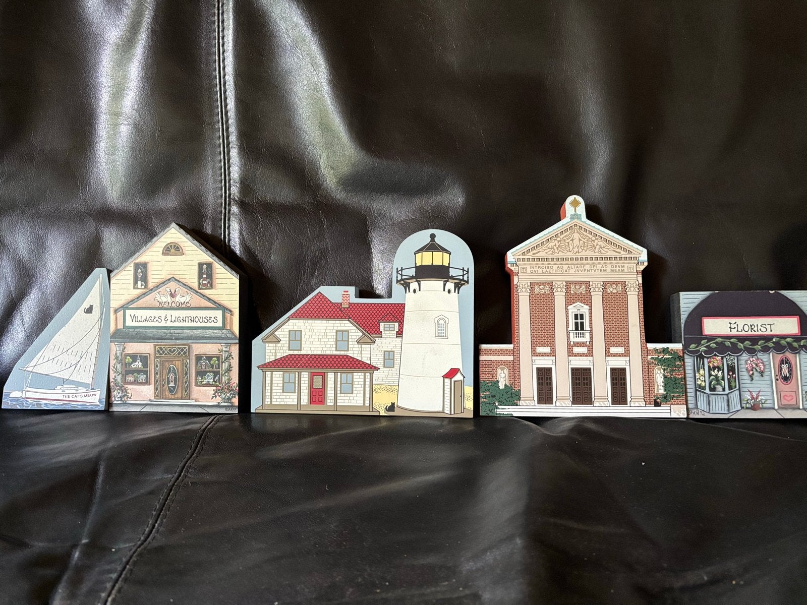 Vintage The Cat's Meow houten huisjes en boot, Verzamelen, Ophalen of Verzenden, Gebruikt