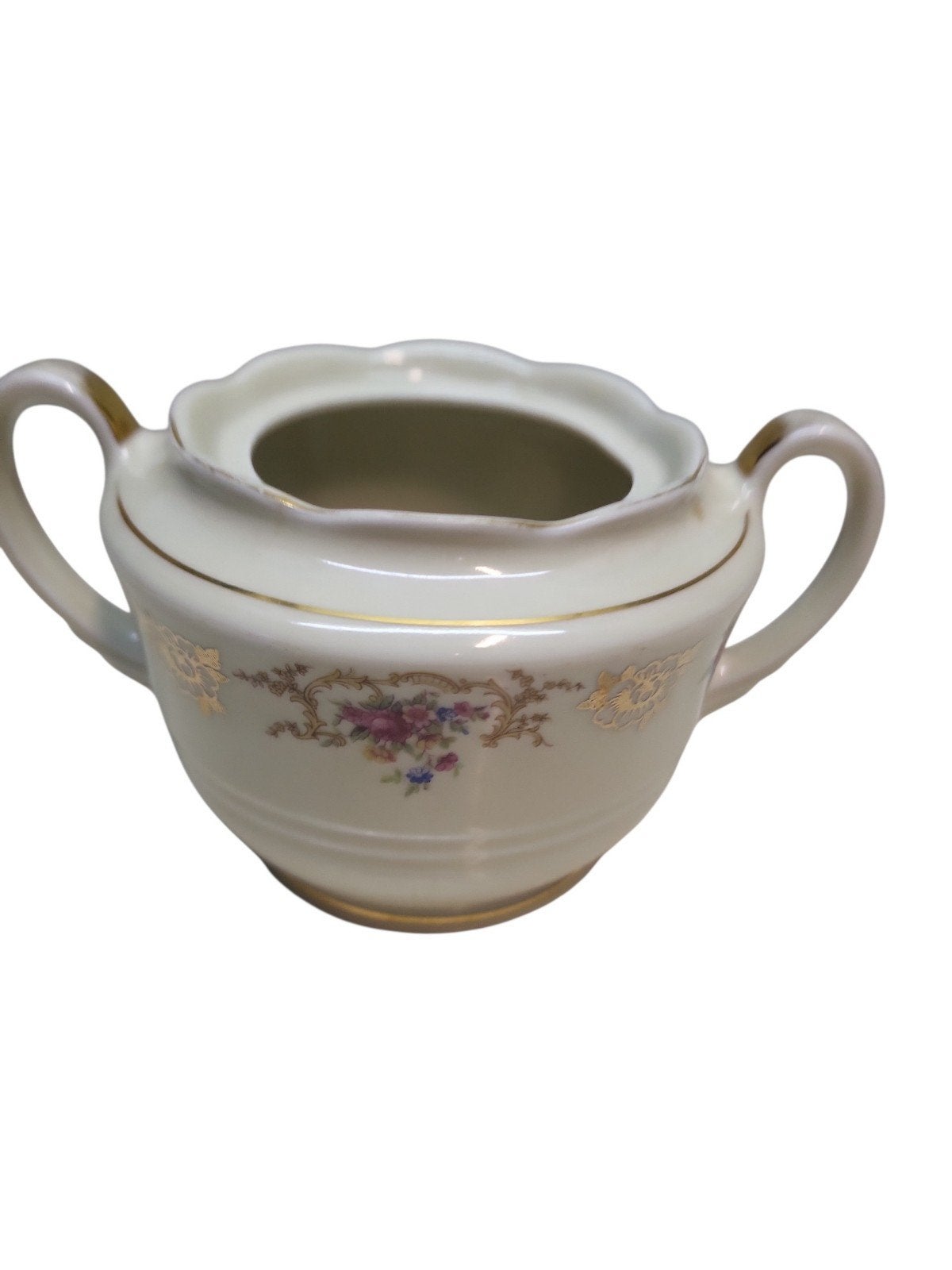 Vintage Suikerpotje met Gouden Rand en Bloemen, Ophalen of Verzenden