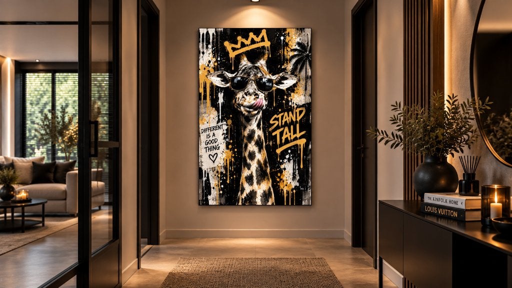 Leeuw Giraffe Schilderij Pop Art Plexiglas Dieren Kunst, Huis en Inrichting, Nieuw, 125 cm of meer, Ophalen of Verzenden, Schilderij